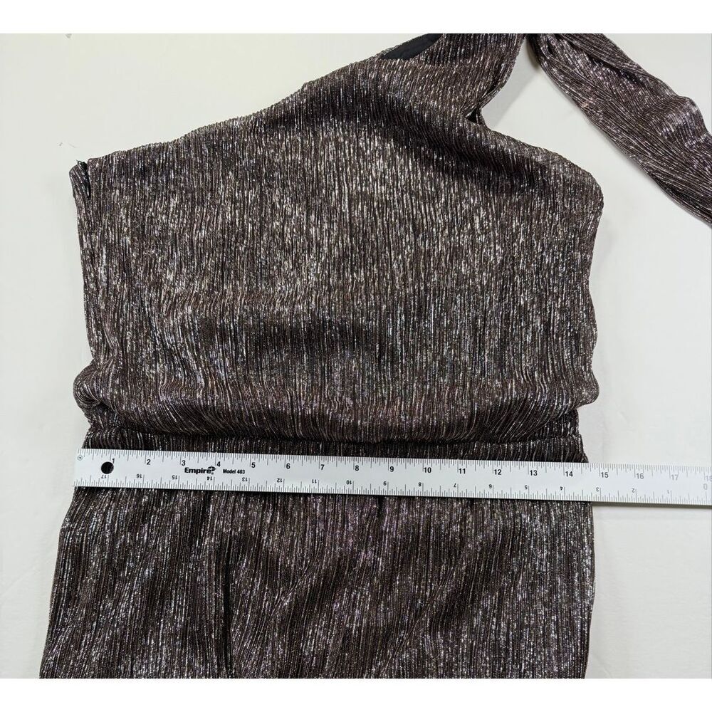 1.STATE Womens Metallic One Shoulder Jumpsuit Wide Leg Bronze Evening Size Large - Picture 7 of 13